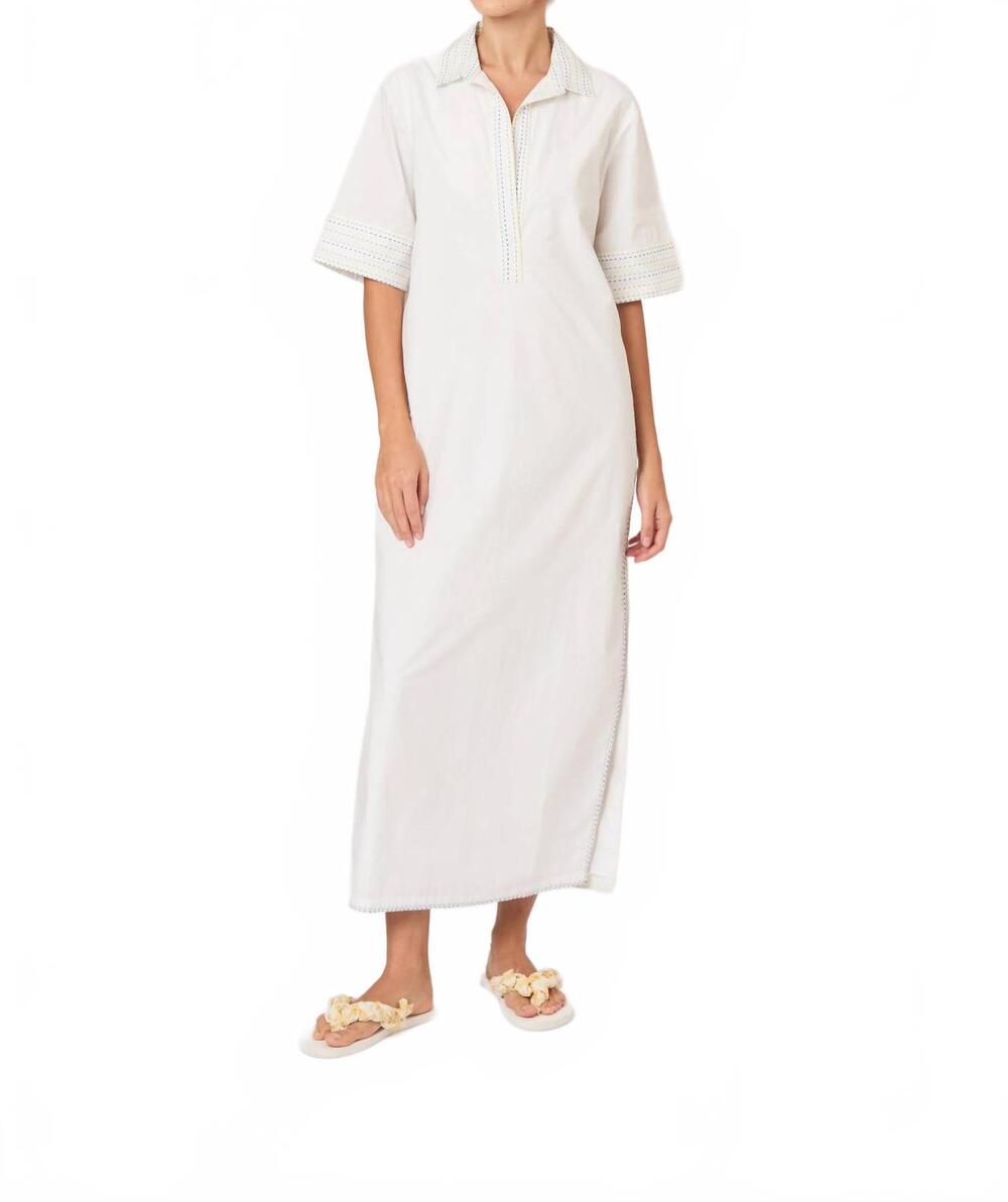 NEW ROSIE ASSOULIN caftan trapunto midi dress in white